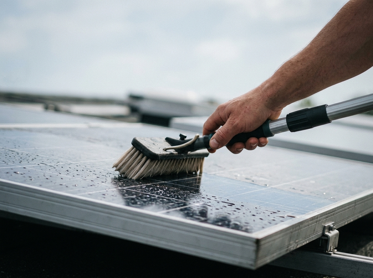 Photovoltaikreinigung – Nahaufnahme