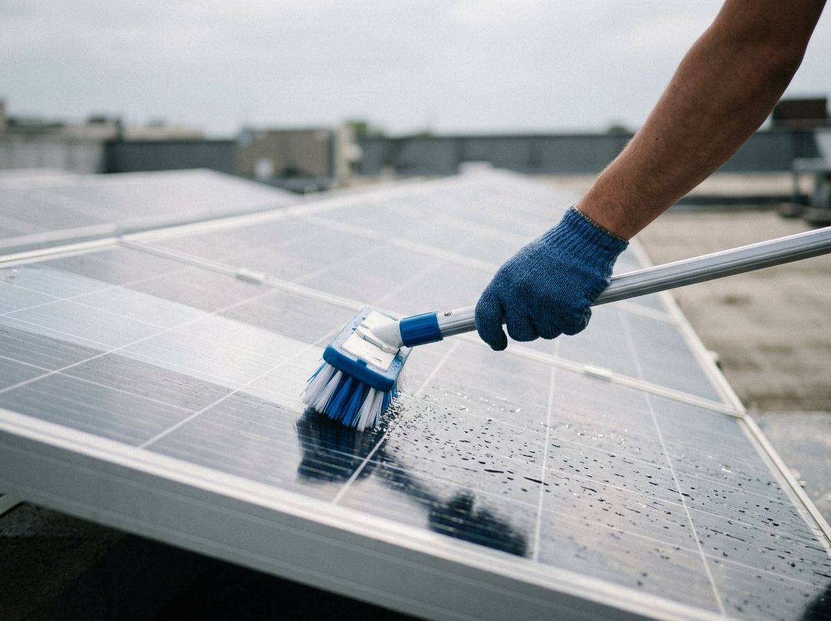 Photovoltaikreinigung – Nahaufnahme