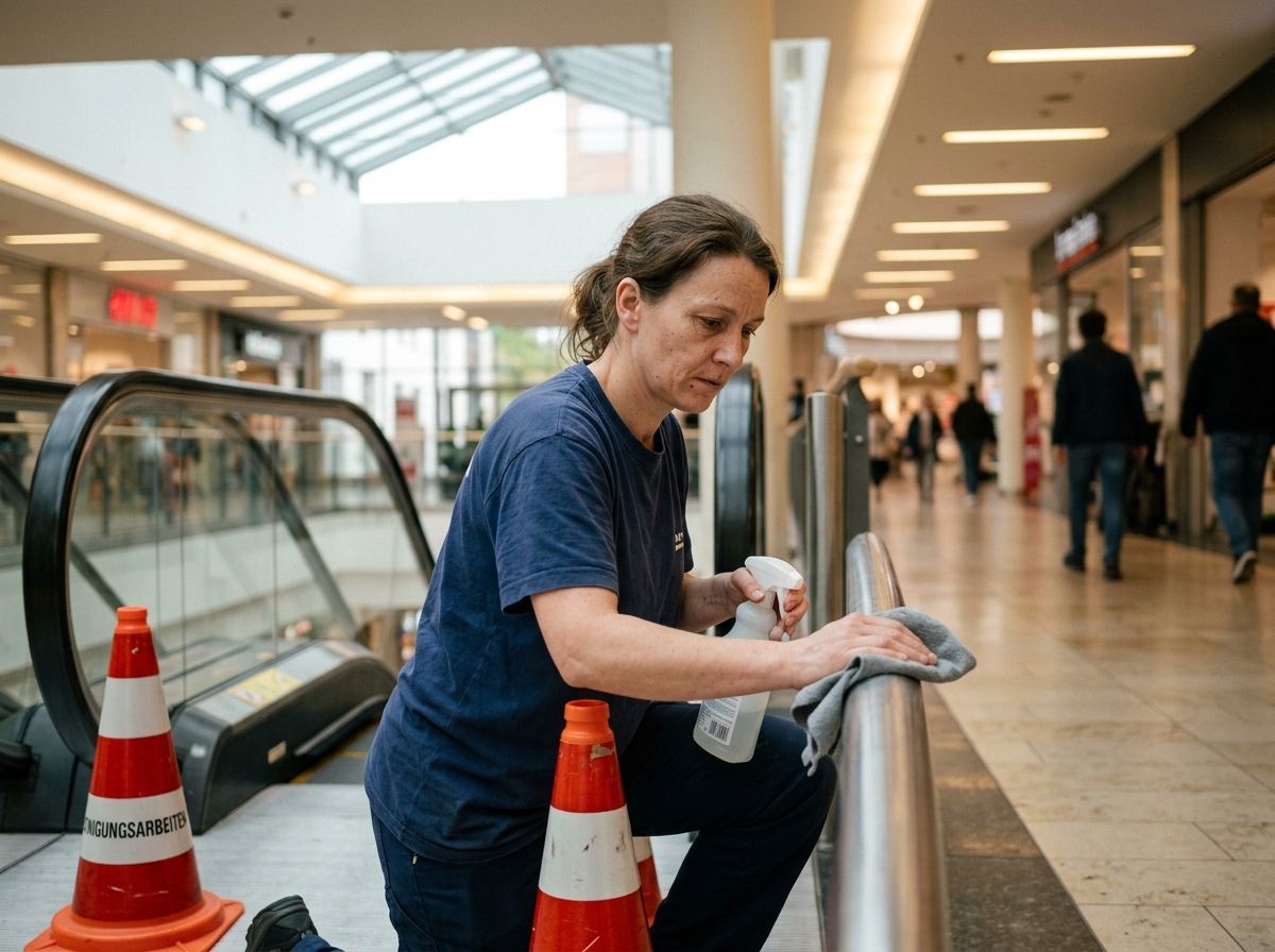Rolltreppenreinigung Frau